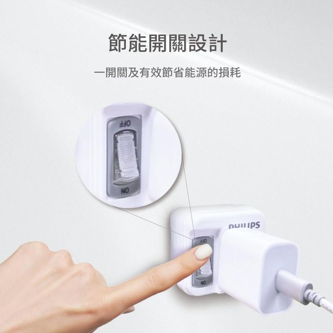Philips 飛利浦 - 新安規 節能開關 1開1電腦壁插 CHP3010W/96