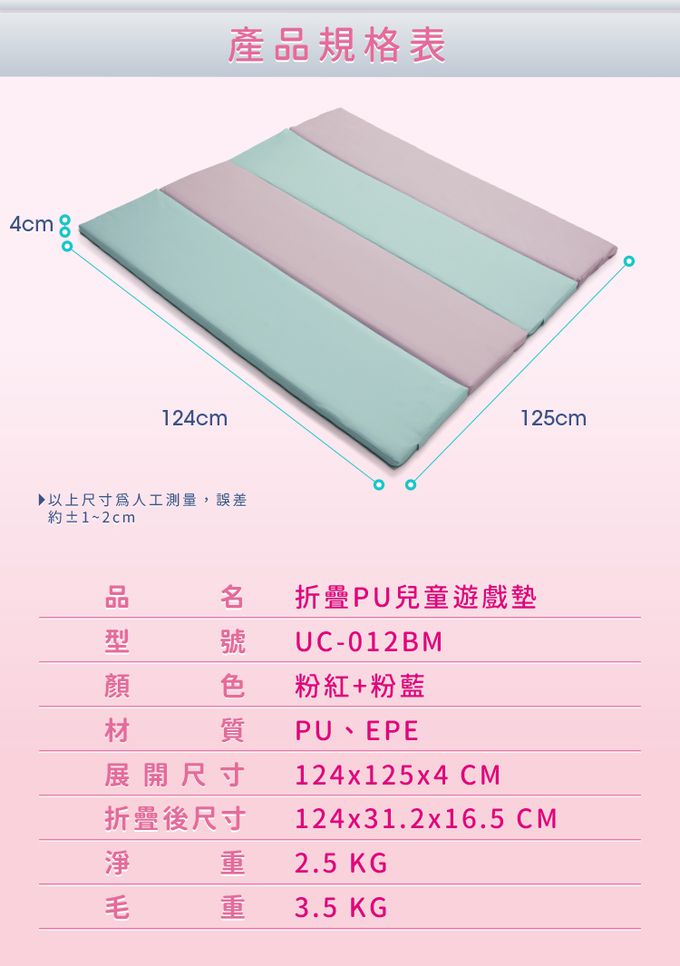 巧福 CHIAO FU - 炫彩粉藍款-4cm兒童遊戲地墊(UC-012BM)-炫彩粉藍