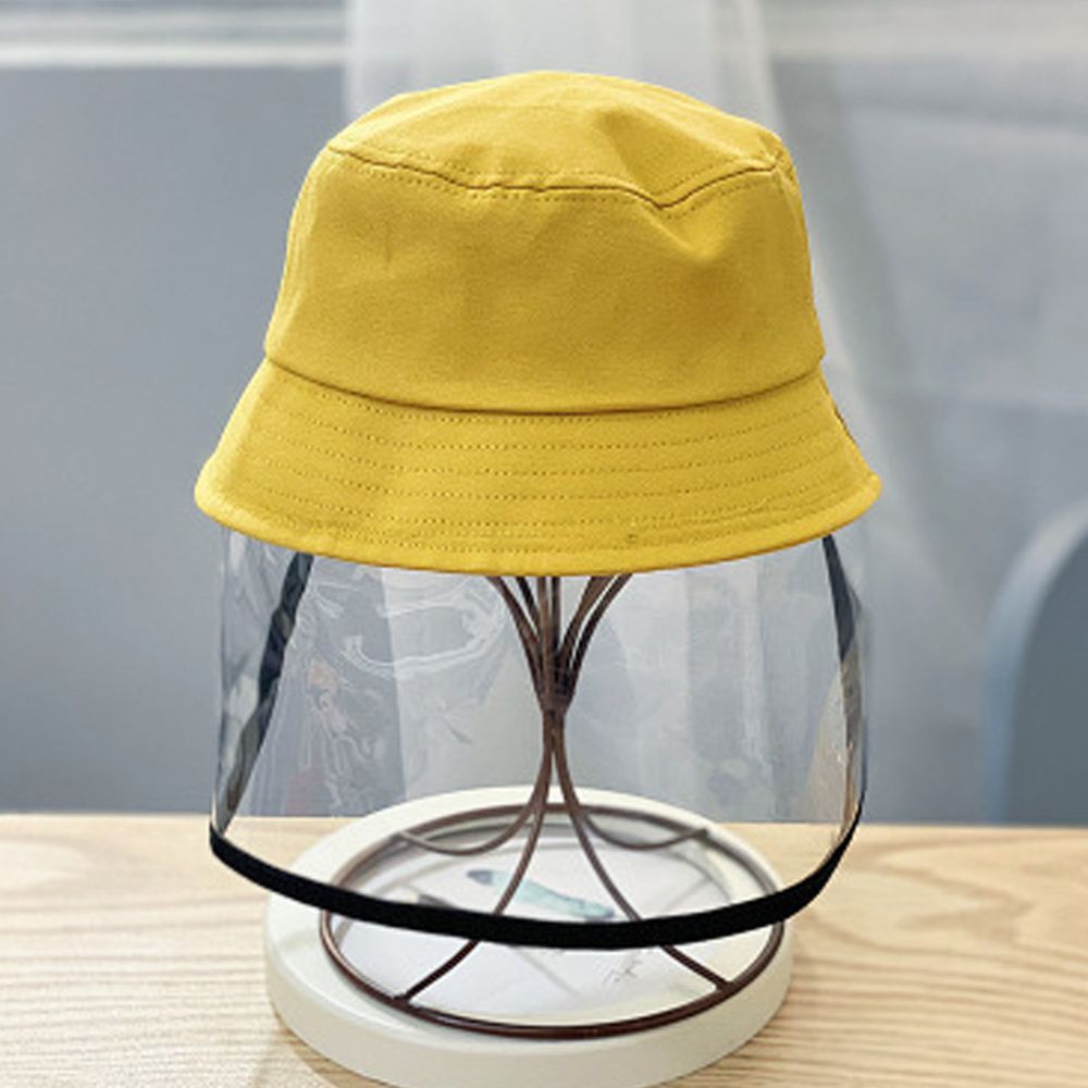 兒童防飛沫面罩遮陽漁夫帽-黃色