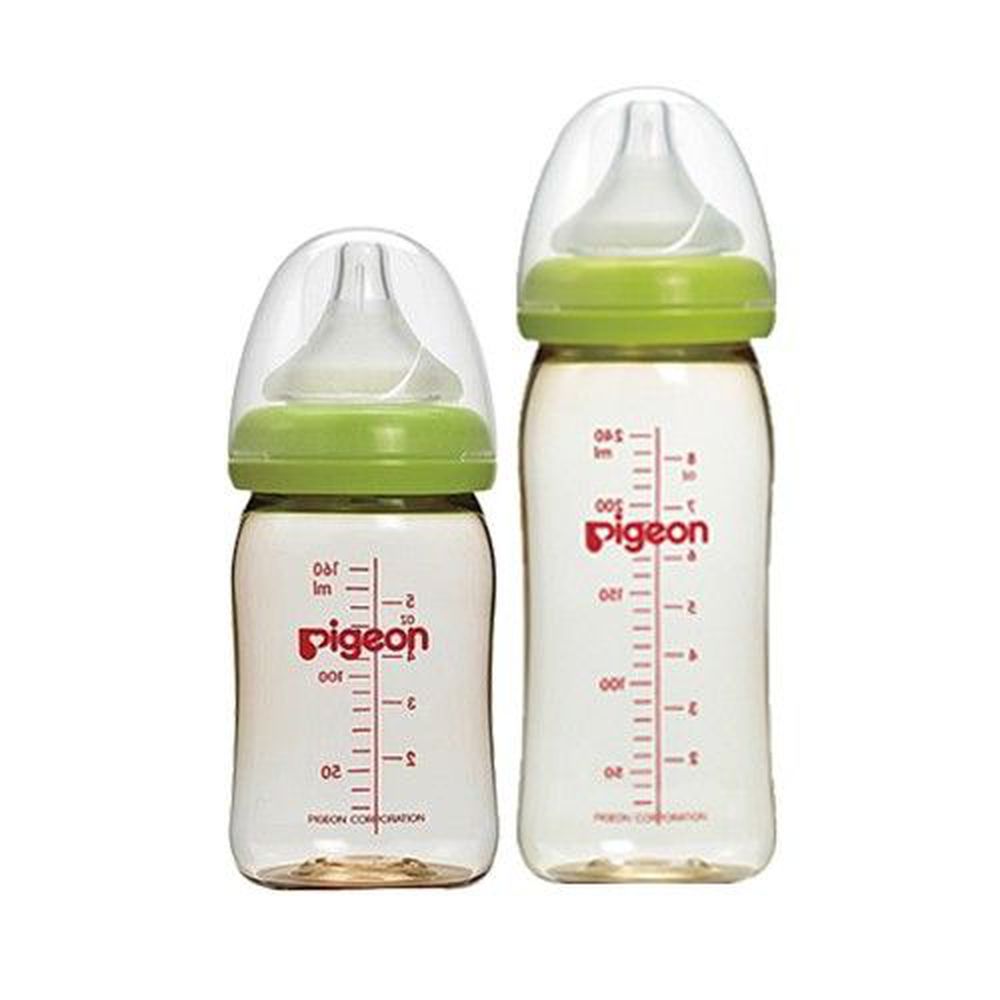 貝親 Pigeon - 母乳實感寬口 PPSU 奶瓶-附奶嘴-2入組-綠色-160mL(SS)x1+240mL(M)x1