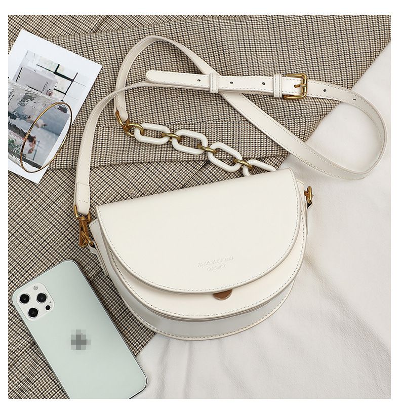 真皮高質感單肩/斜背馬鞍包-棕色 (20.5x14x7.5cm)