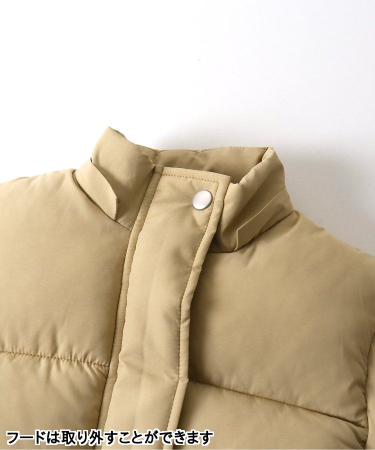 日本 BREEZE - 蓬鬆溫暖連帽立領羽絨外套-黑