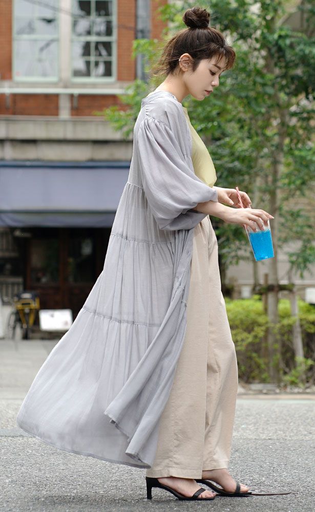 日本 zootie - 2WAY楊柳飄逸澎澎袖洋裝-深綠