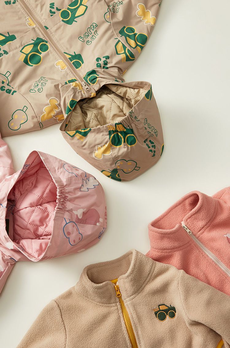 加厚拼色三合一衝鋒外套-冰淇淋雲朵-粉色