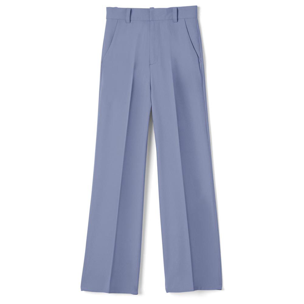 日本 GRL - 熱銷定番 修身打褶西裝寬褲-煙燻藍