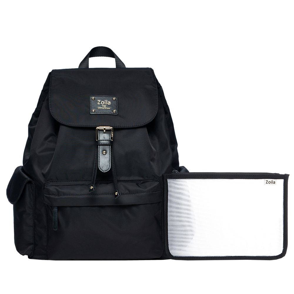 Zoila - 風格束口後背包-經典黑(大)-輕量美型媽媽包