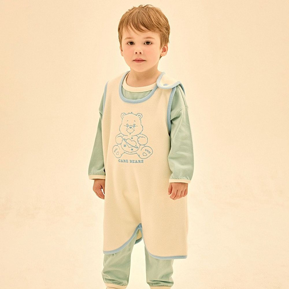 聯名款愛心星球熊熊搖粒絨防踢被-米X天藍