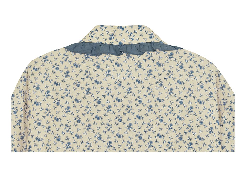 韓國 ULLALA - 玫瑰印花短袖睡衣(兩件式)-藍玫瑰 (FREE)