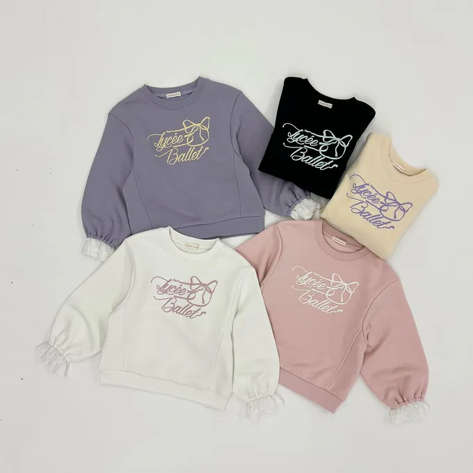 日本 Lycee mine - 可愛蕾絲袖口印花長袖上衣-紫