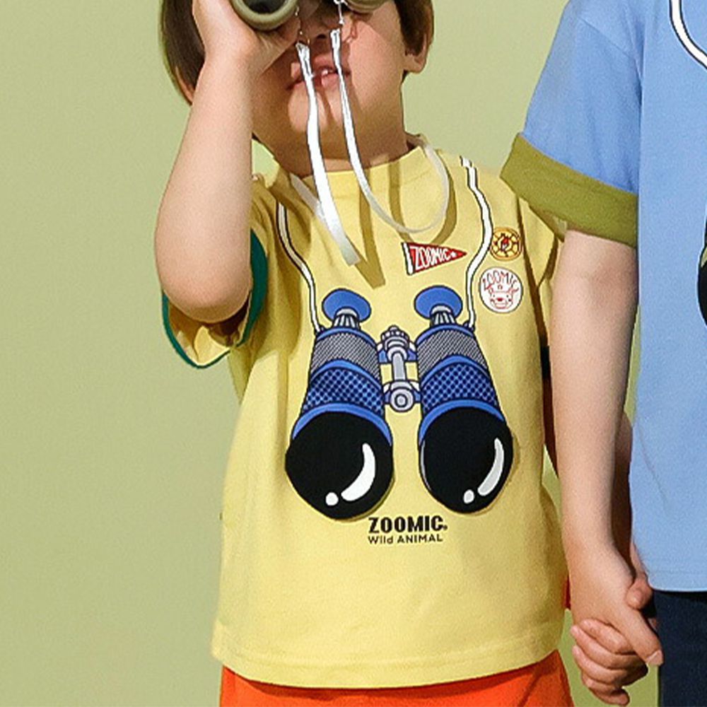翻蓋望遠鏡野生探險短袖上衣-黃