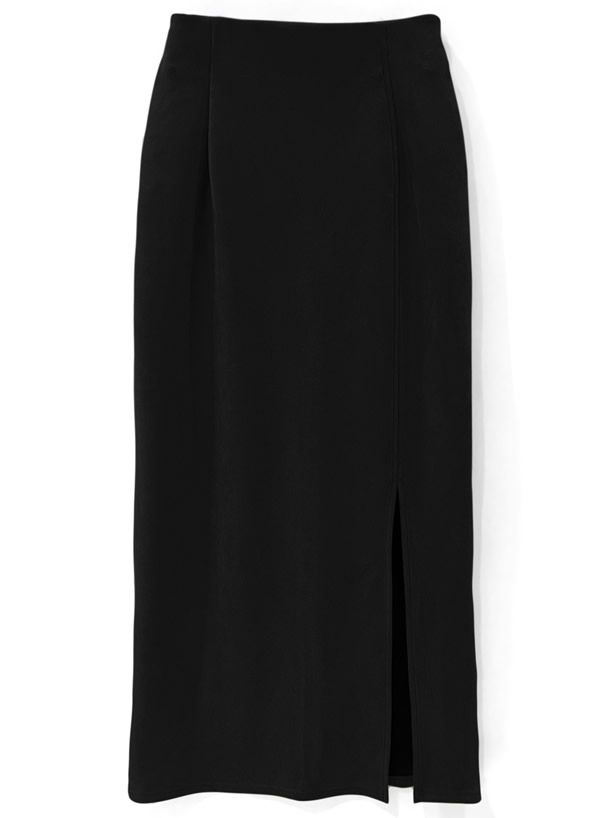 日本 GRL - 優雅百搭開衩麂皮長裙-深可可