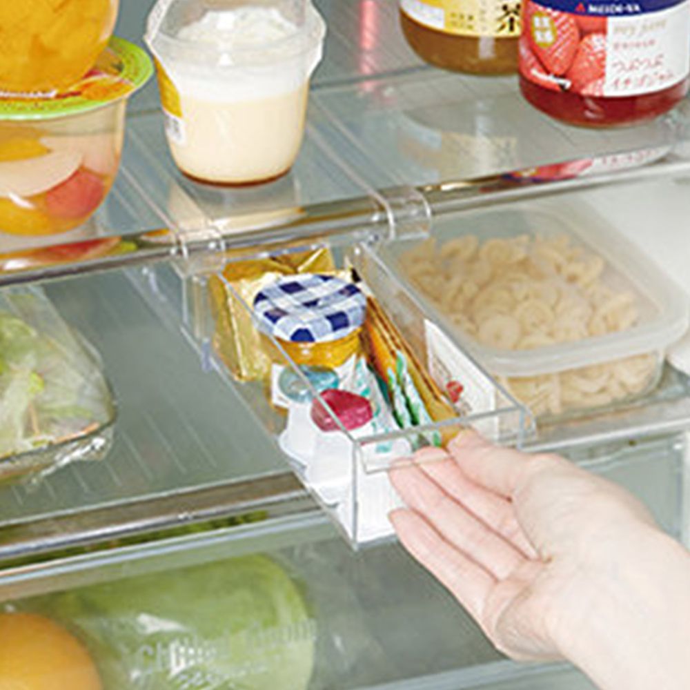 日本ISETO - 懸掛式冰箱抽屜儲物盒-窄版-透明