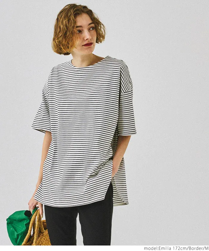 日本 COCA - 100%美國棉 透氣修臀長版上衣-白