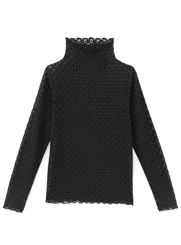 日本 GRL - 優雅花蕾絲長袖上衣/內搭-天使白