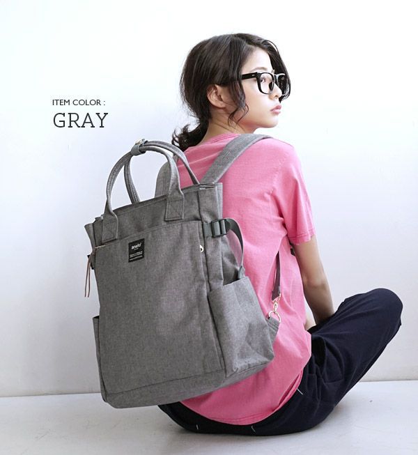 日本 zootie - anello 10口袋多夾層可手提後背包/媽媽包-軍綠