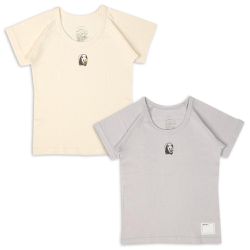 akachan honpo - 短袖圓領上衣2件組-穿衣練習-灰色