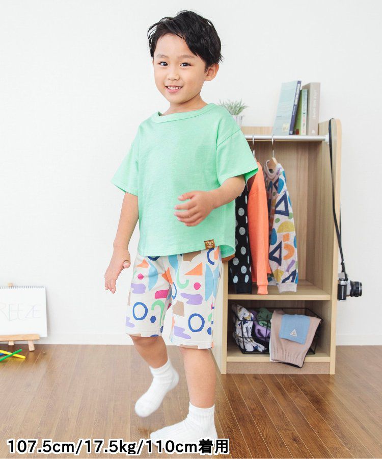 日本 BREEZE - 正反OK！圓領印花短袖上衣-線性-黑