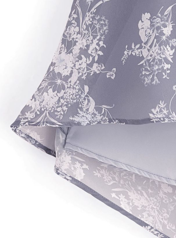 日本 GRL - 甜美小V領荷葉袖收腰碎花洋裝-星塵藍