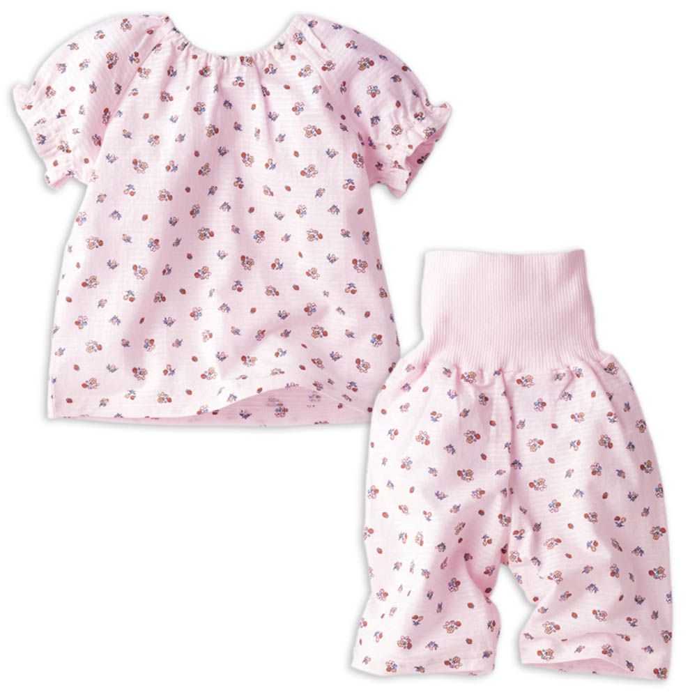 短袖家居服 穿衣練習套頭式-草莓-粉紅色