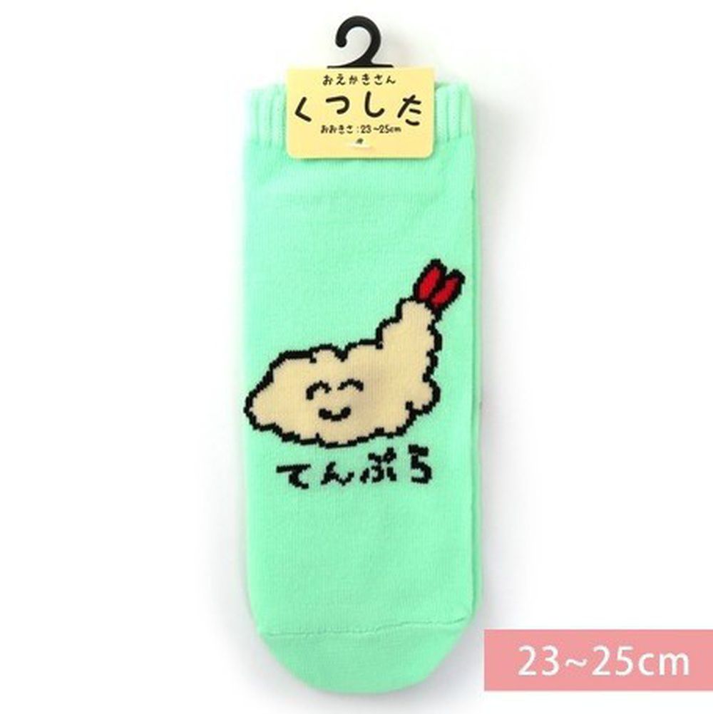 日本 OKUTANI - 童趣日文插畫短襪-炸蝦 (23-25cm)