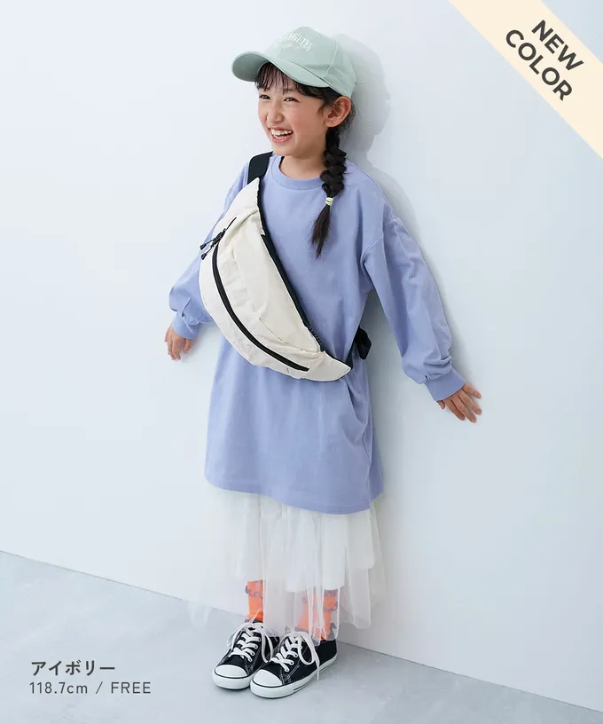 日本 devirock - 飽和色大容量側揹腰包(親子通用)-寶石紅 (約17x43x11cm)