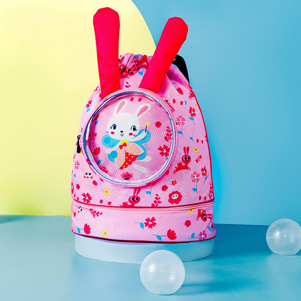 乾濕分離兒童游泳包-兔子(可放鞋)-粉色 (35x26.5x14cm)