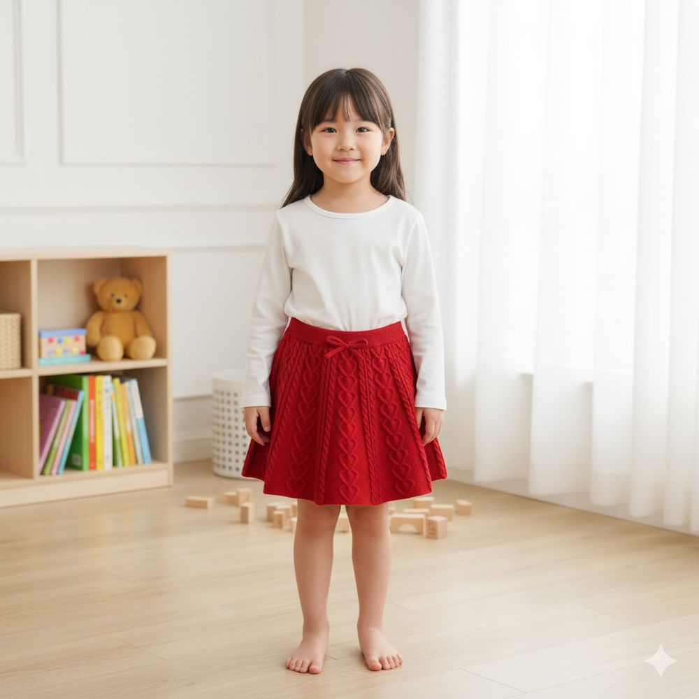 針織裙-兒童-紅色