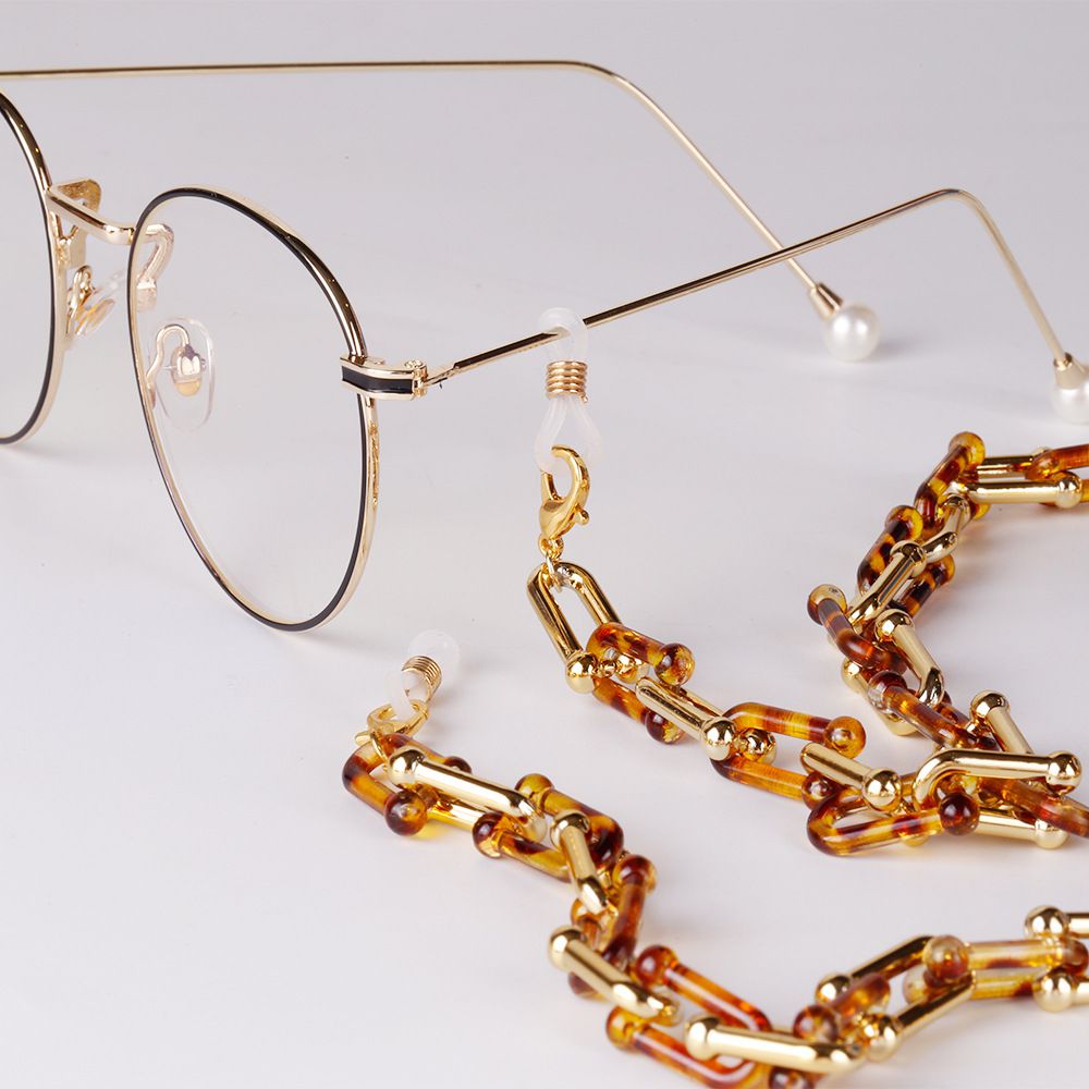 時尚琥珀拼接口罩/眼鏡掛鏈 (總長64cm)