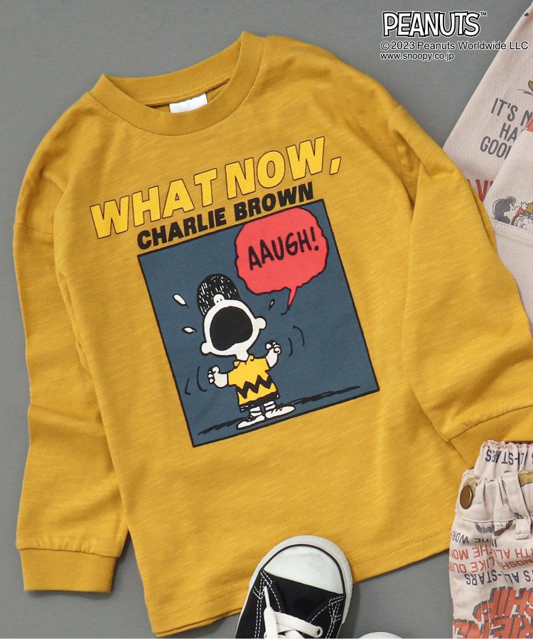 日本 BREEZE - SNOOPY聯名 前後漫畫印花長袖上衣-炭黑