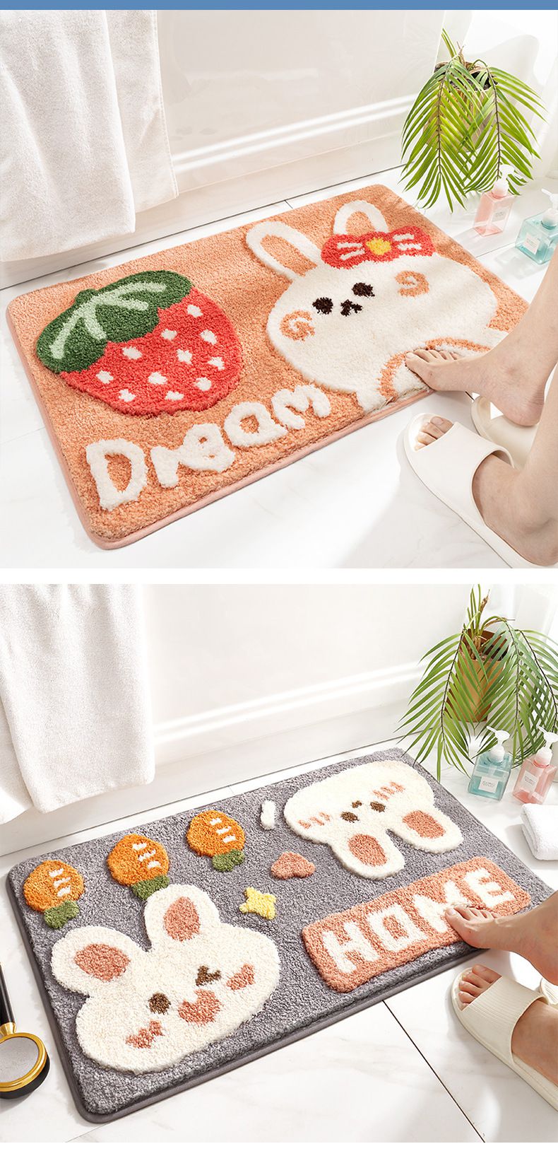 快速吸水植絨浴室腳踏墊-太空人