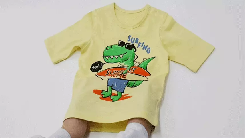 韓國 Mellisse - 韓製莫代爾涼感7分袖家居服-衝浪恐龍