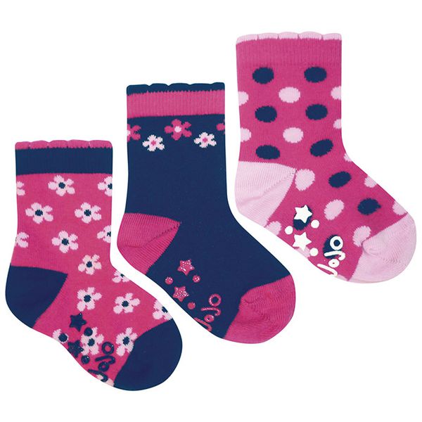 英國 JoJo Maman BeBe - 柔細寶寶兒童短襪/棉襪 3入組-小花點點