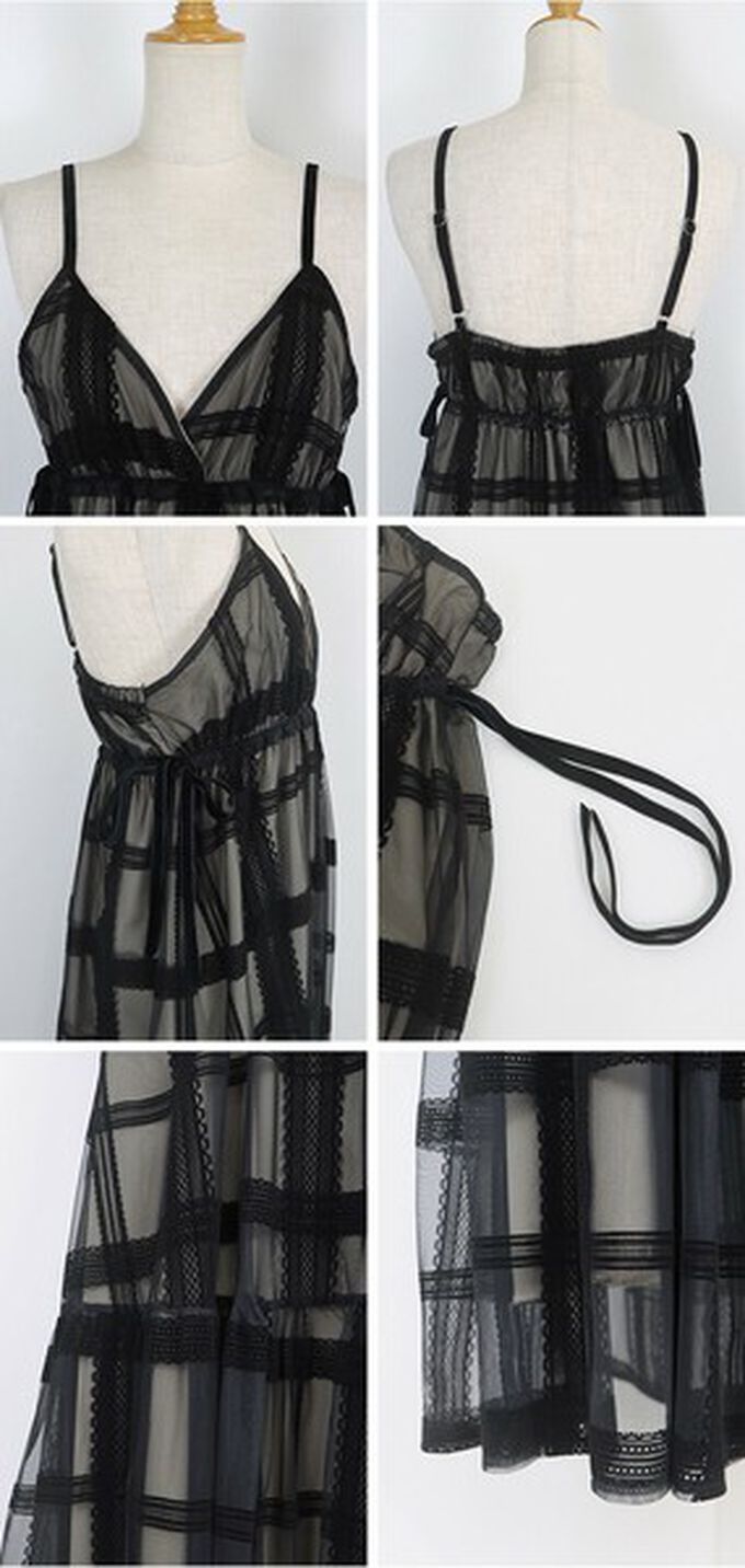 日本 BLUE EAST - 甜美植絨大格紋吊帶背心洋裝-黑