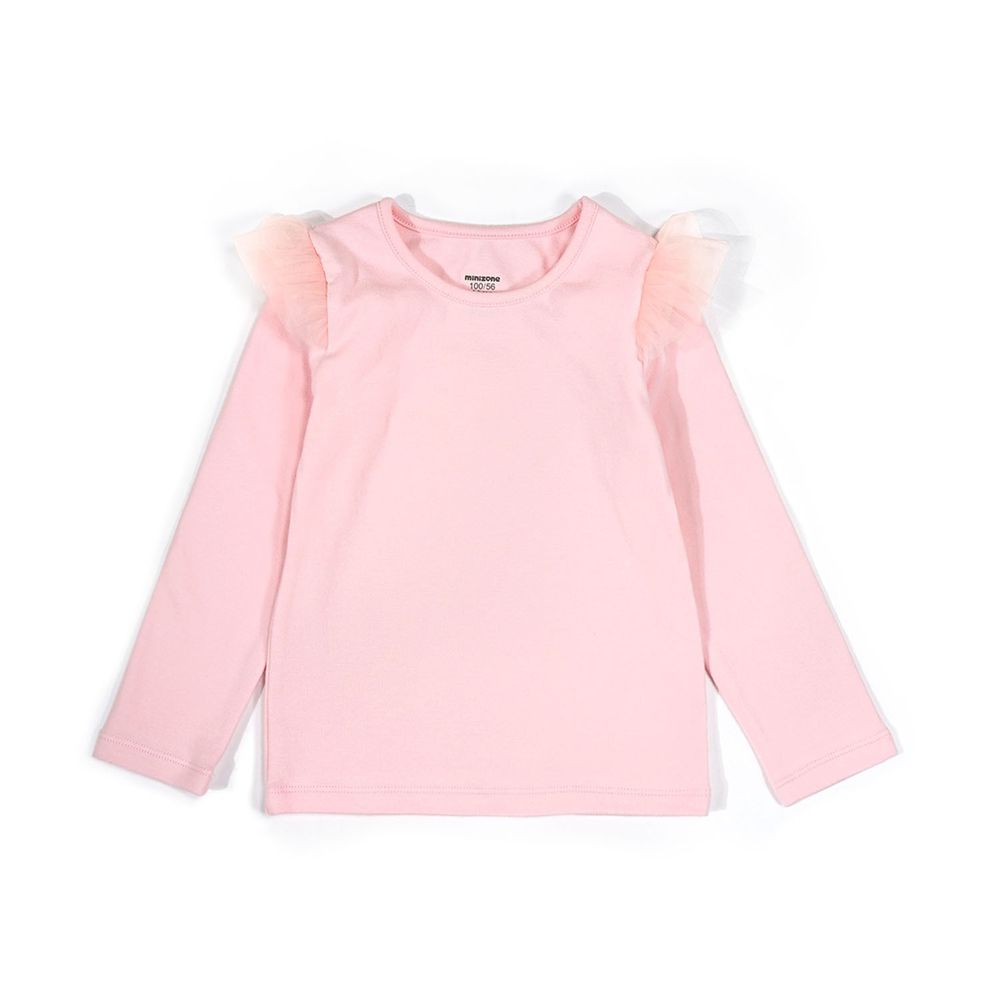 Minizone - 百搭薄紗長袖上衣-粉色