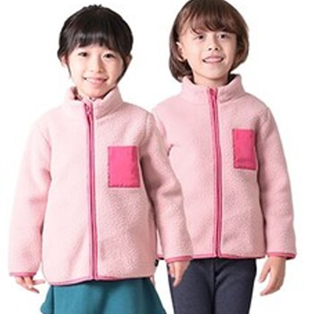 日本 TORIDORY - fleece 搖粒絨撞色立領保暖外套-粉紅