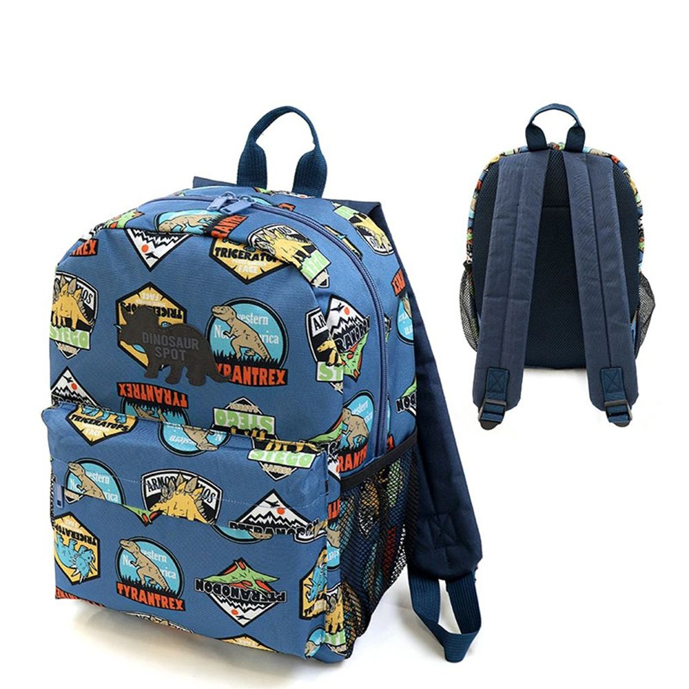 機能大容量童趣風減壓兒童背包(14L)-恐龍標籤-藍 (35x26x14cm)