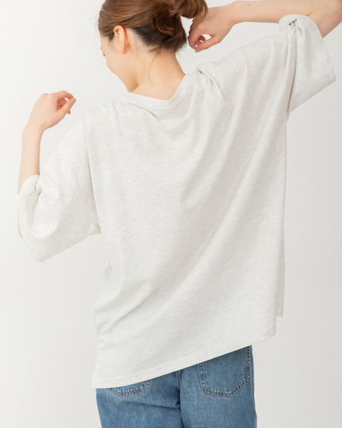 日本 gleam - 逗趣老虎相良刺繡寬大風短袖T恤-橘老虎-燕麥灰