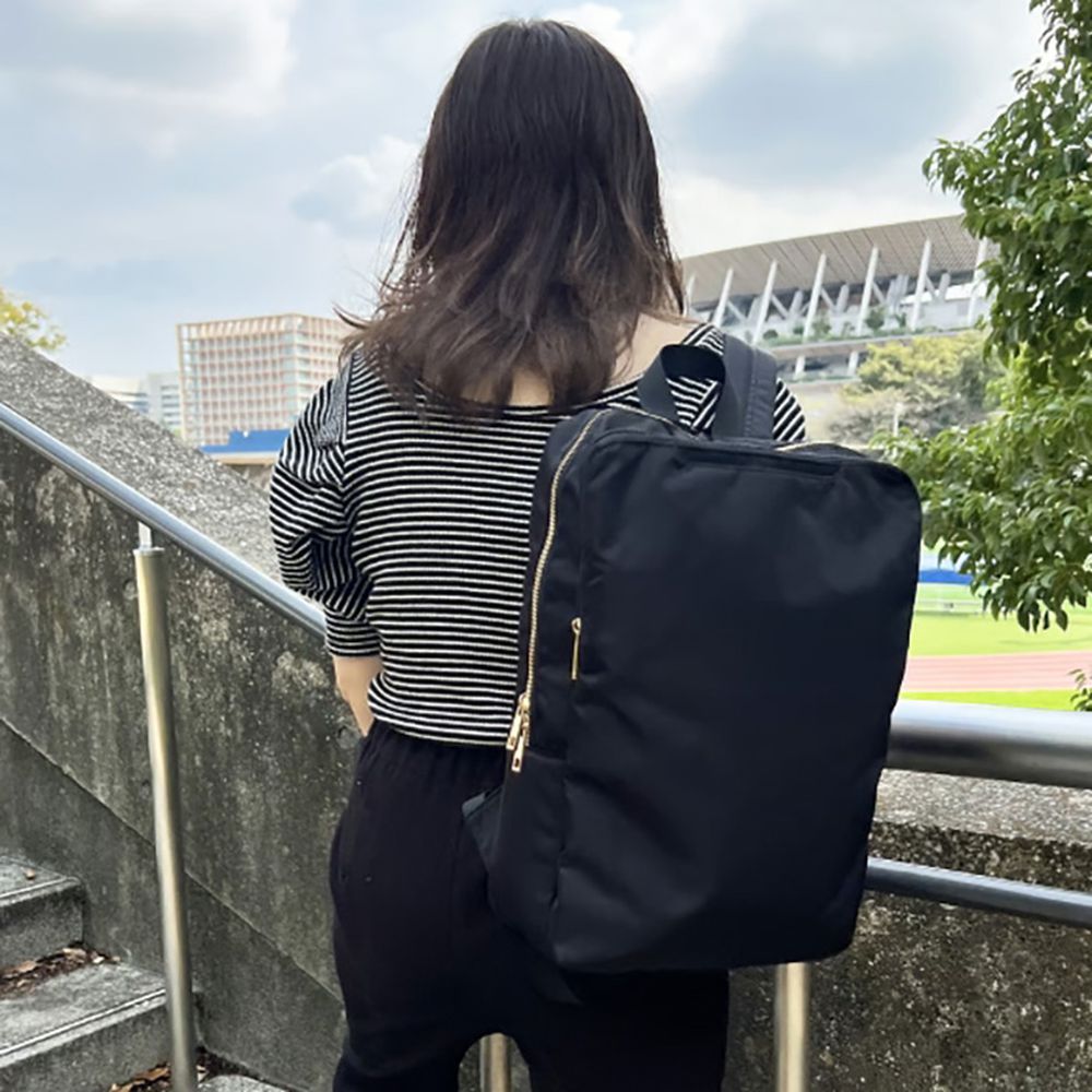 JOUET 尼龍防潑水方形後背包-黑色