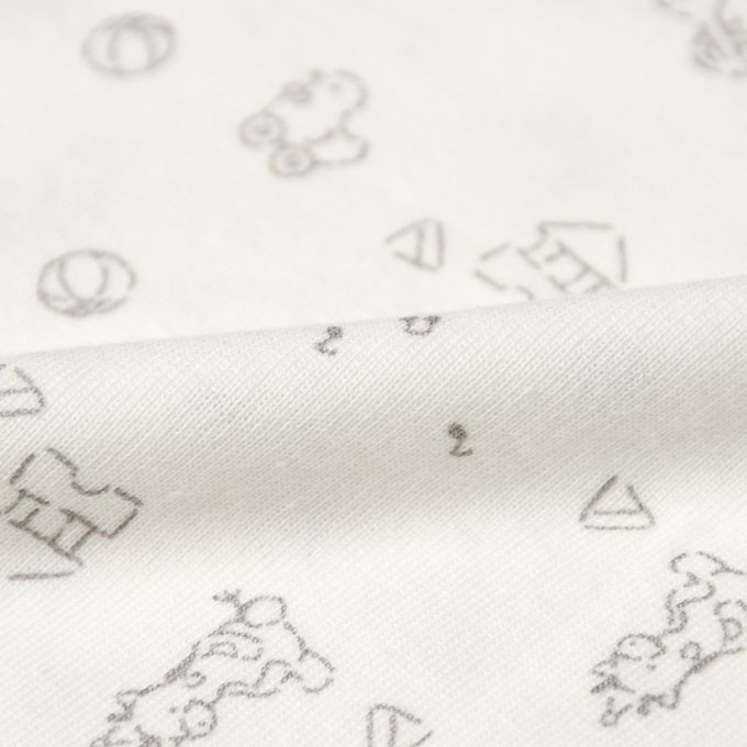 akachan honpo - 長袖蝴蝶裝2件組-按扣款 玩具箱-米白色 (50~60cm)