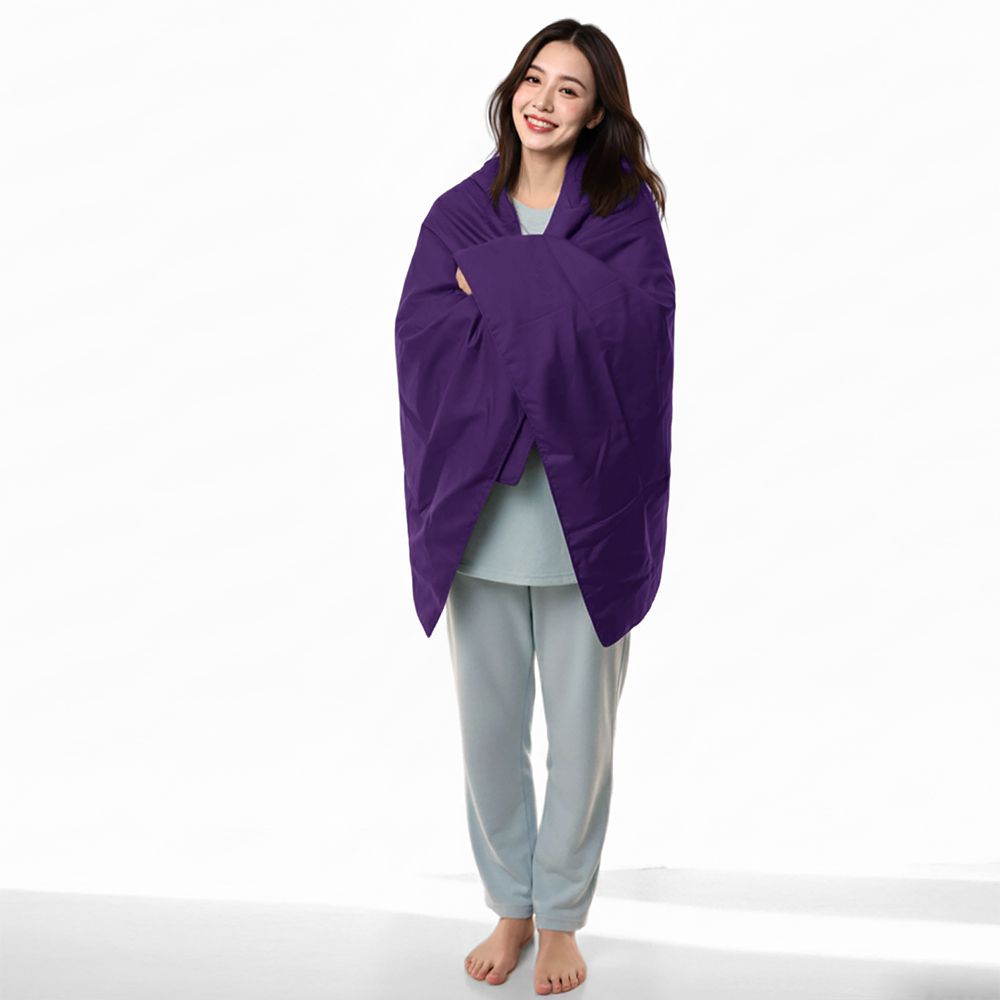 防潑水刷毛隨行暖絨毯-深紫 (142cmX92cm)