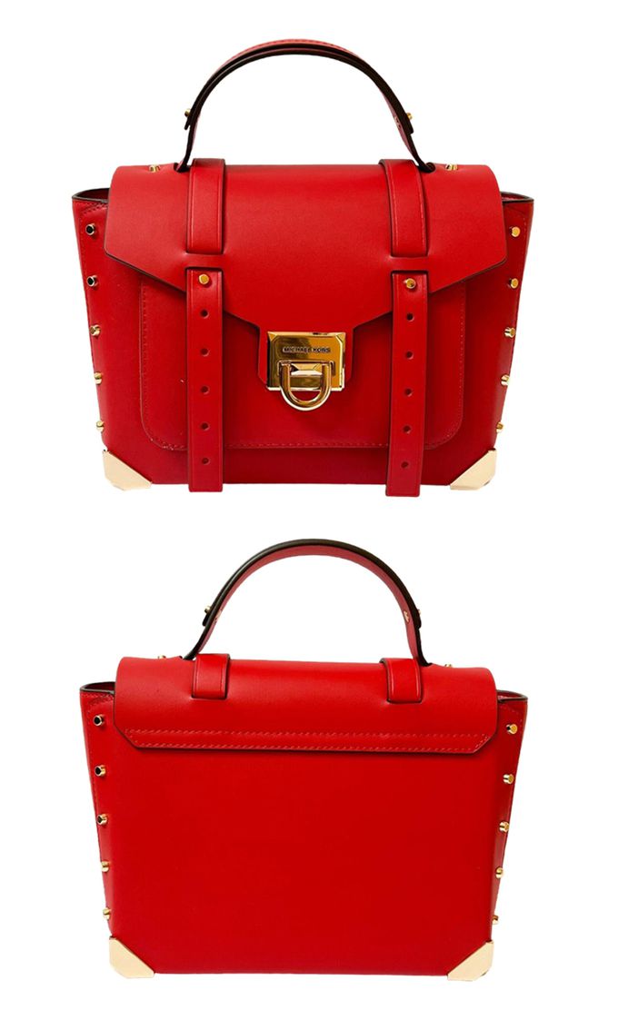 MICHAEL KORS - 造型皮革翻蓋兩用包-紅