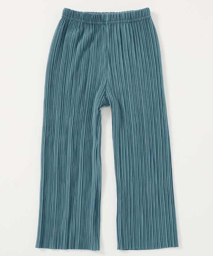 日本 devirock - [可剪裁]時尚細摺女孩寬褲-黑