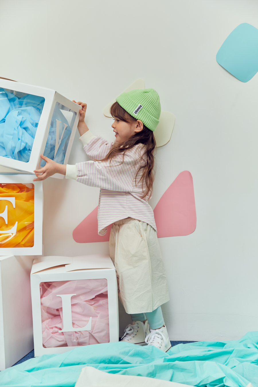 韓國 MINIATURE - 大眼睛條紋上衣-天藍