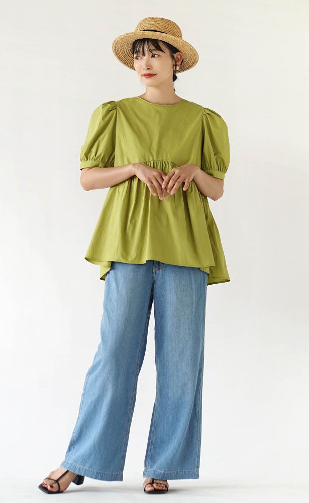 日本 zootie - 圓領可愛蝴蝶結短袖上衣-開心果綠