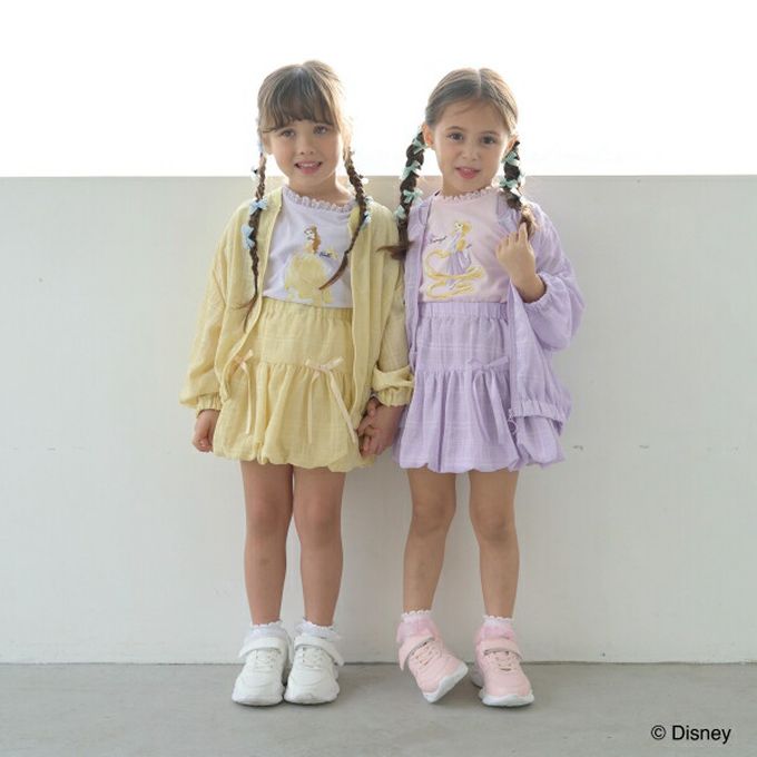 日本 Lycee mine - 蕾絲領泡泡袖公主角色上衣-卡通人物茉莉-奶油黃