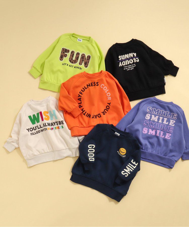 日本 BREEZE - 彩色英文標語裏毛率性運動衫-海軍藍