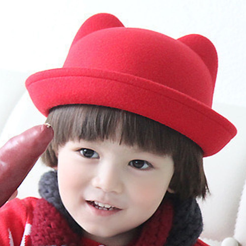 韓國 Babyblee - 挺版耳朵造型帽-紅 (FREE)