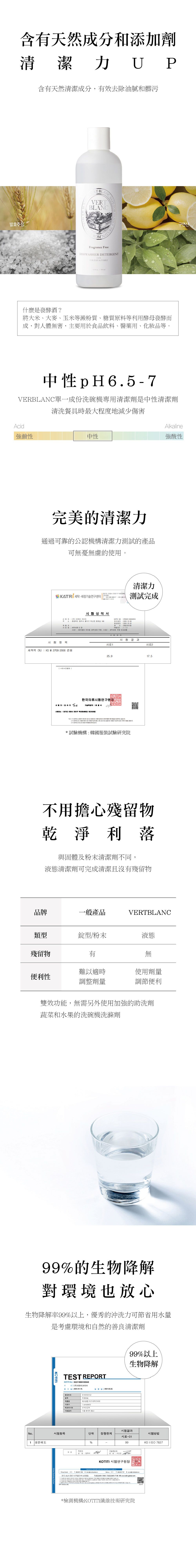 韓國 VERTBLANC - 洗碗機專用清潔劑-無香味-500ml