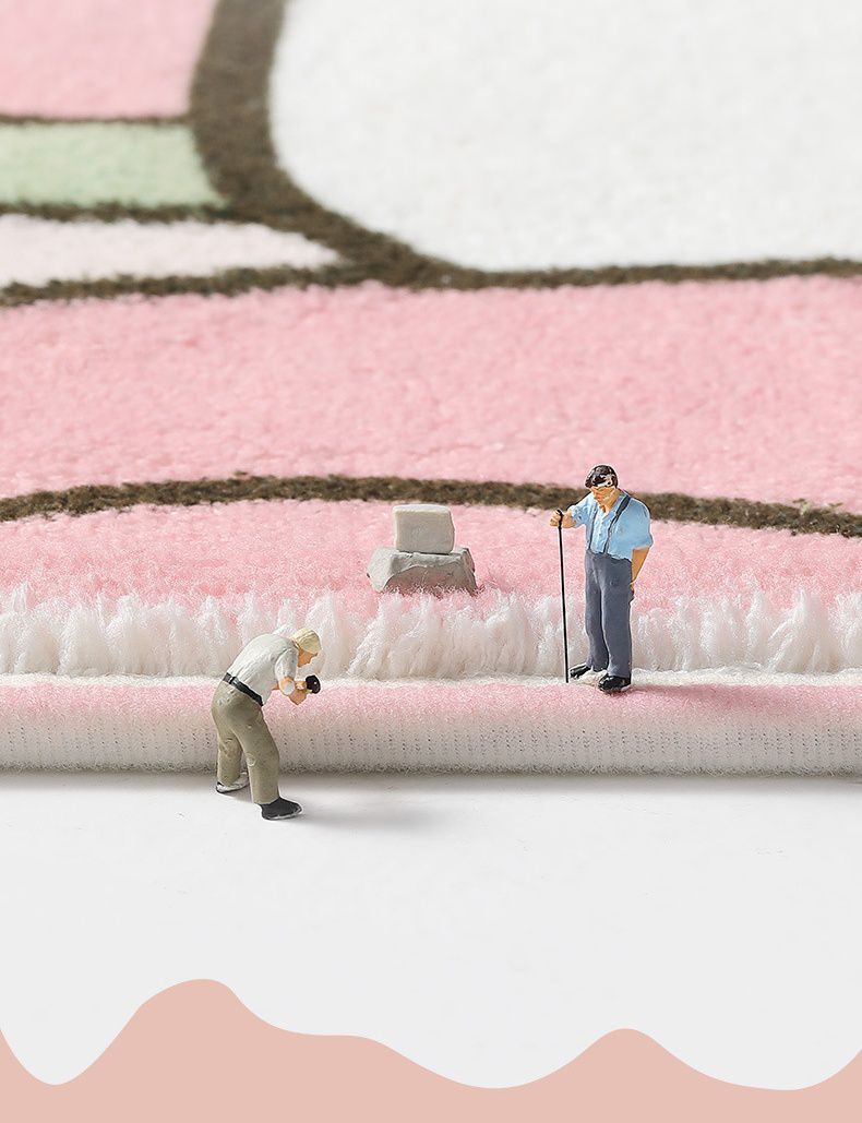 柔軟長條形床邊腳踏墊-月亮灰兔