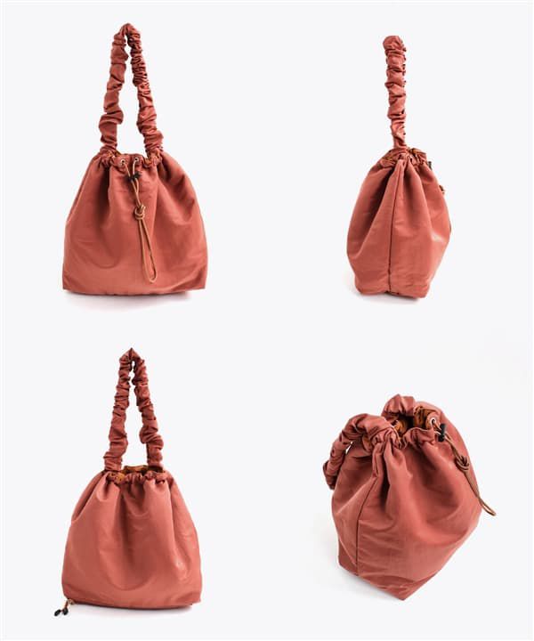 日本 zootie - [撥水加工] 可愛抽繩泡泡大容量肩背包-磚紅橘